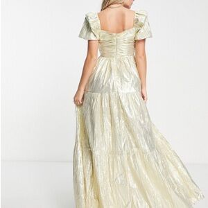 ASOS Collective the Label exclusive ruched bodice metallic maxi dress